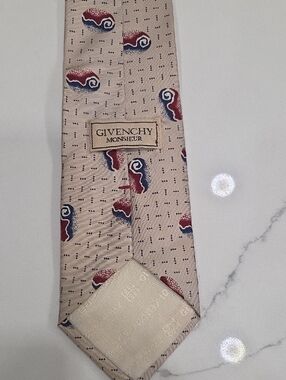 Givenchy Monsieur Vintage Silk Tie with Red & Blue Paisley Motif
